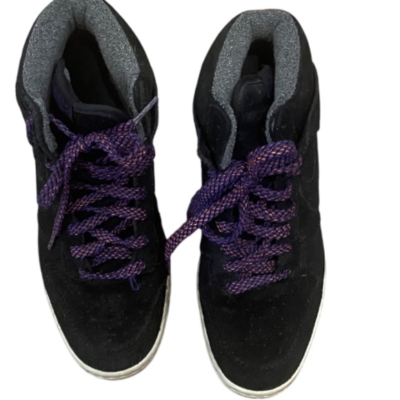 Worn once pristine Nike black suede wedge hi top sneakers 7.5 - Picture 6 of 8